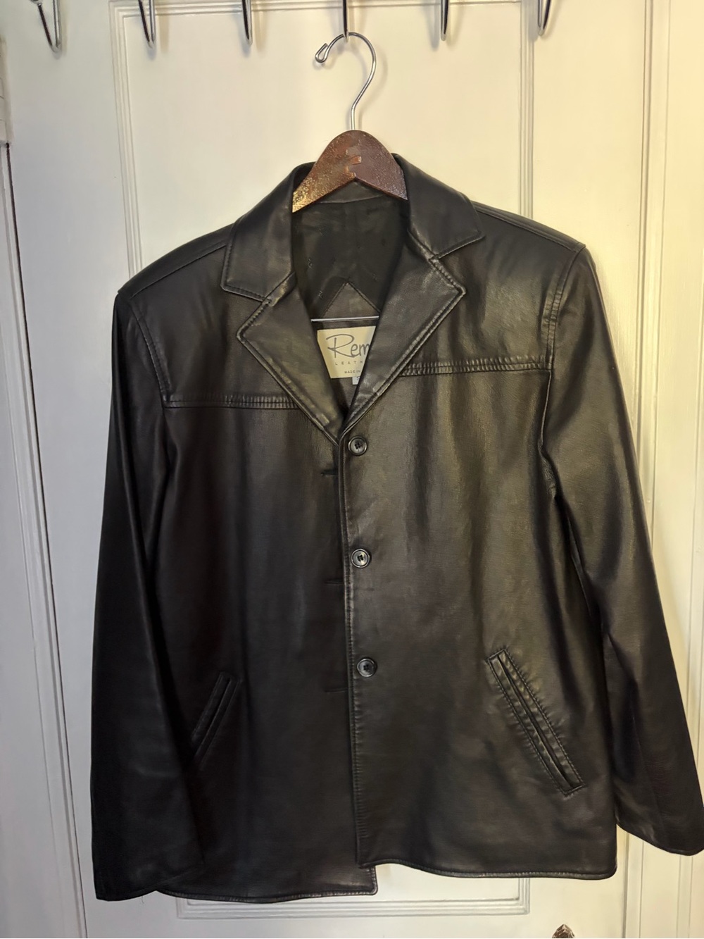 Remy Leather Black Women’s Button-Front Leather Jacket